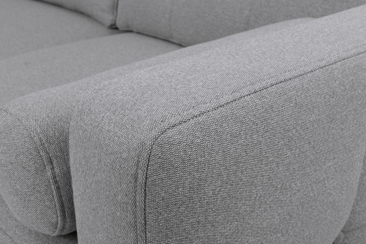 ECKSOFA in Flachgewebe Dunkelgrau  - Dunkelgrau/Eiche Wotan, Konventionell, Holz/Textil (242/242cm) - MID.YOU