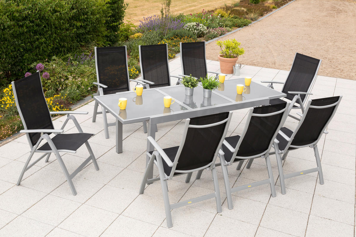 GARTENSET 9-teilig  - Silberfarben/Schwarz, MODERN, Textil/Metall - Gardenson