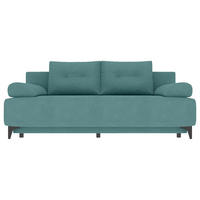 SCHLAFSOFA  mit Liegefunktion Velours Türkis  - Türkis/Schwarz, KONVENTIONELL, Textil/Metall (200/98/90cm) - Carryhome