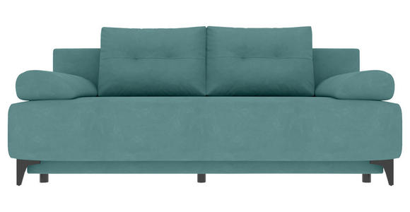 SCHLAFSOFA  in Velours Türkis  - Türkis/Schwarz, KONVENTIONELL, Textil/Metall (200/98/90cm) - Carryhome