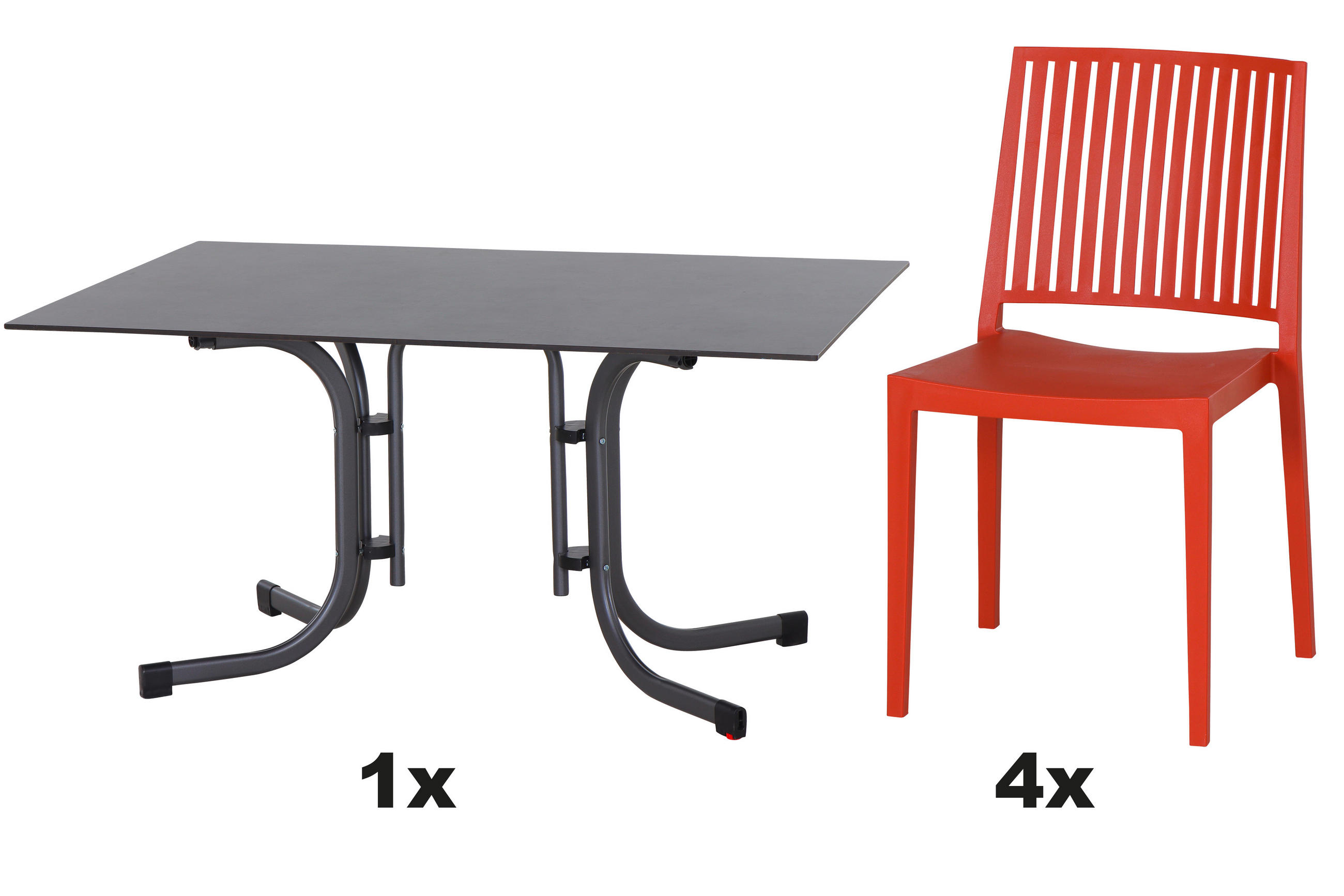 GARTENGARNITUR 5-teilig Stahl  - Rot, Basics, Kunststoff/Metall (90/80/140cm) - Siena Garden