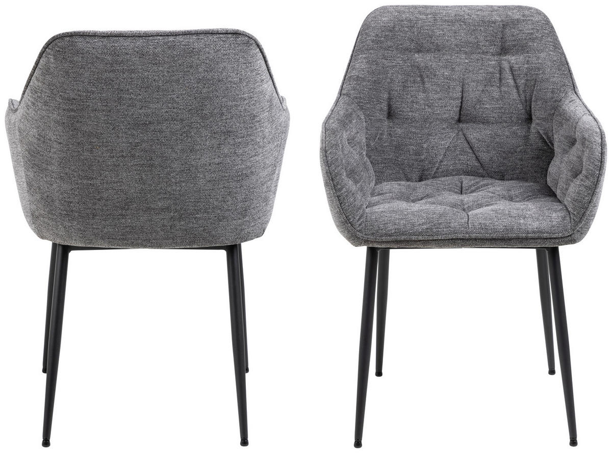 STOL MED ARMSTÖD vävt tyg  - svart/antracit, Design, metall/textil (58/83/55cm)