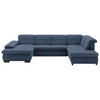 WOHNLANDSCHAFT in Webstoff Blau  - Blau/Schwarz, Design, Textil/Metall (174/337/210cm) - Beldomo Style