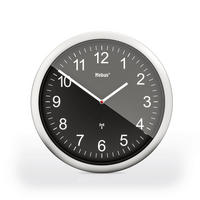 WANDUHR Silberfarben, Schwarz  - Silberfarben/Schwarz, Basics, Kunststoff (25cm)