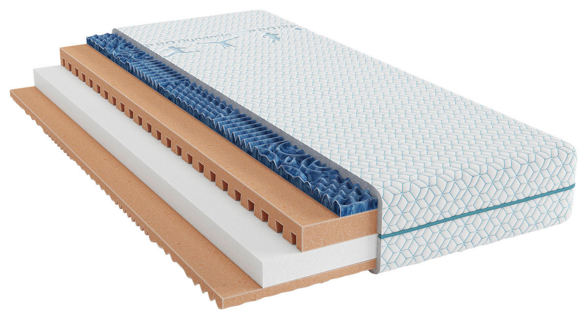 WENDEMATRATZE 200/200 cm, Höhe ca.: 20 cm, H3 + H4 = fest + sehr fest, 7-Zonen - Weiß, Basics, Textil (200/200cm) - Chameo