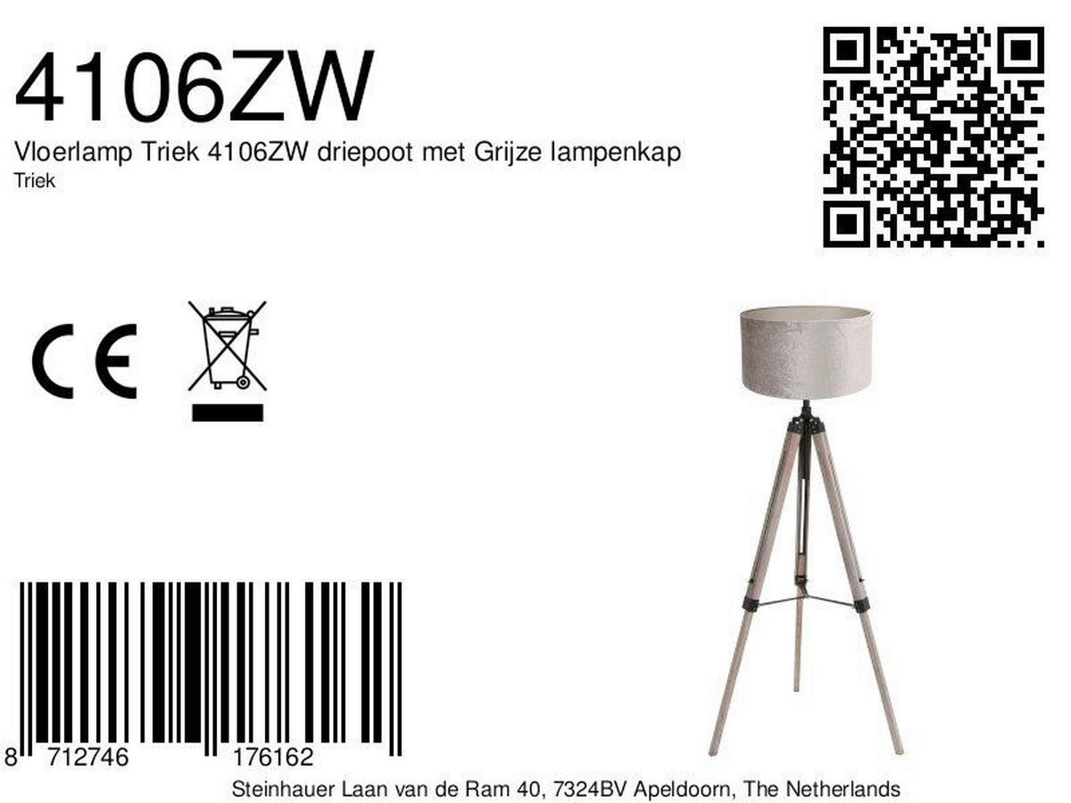 STEHLEUCHTE - Eiche grau/Silberfarben, Trend, Naturmaterialien/Holz (75/170/75cm)