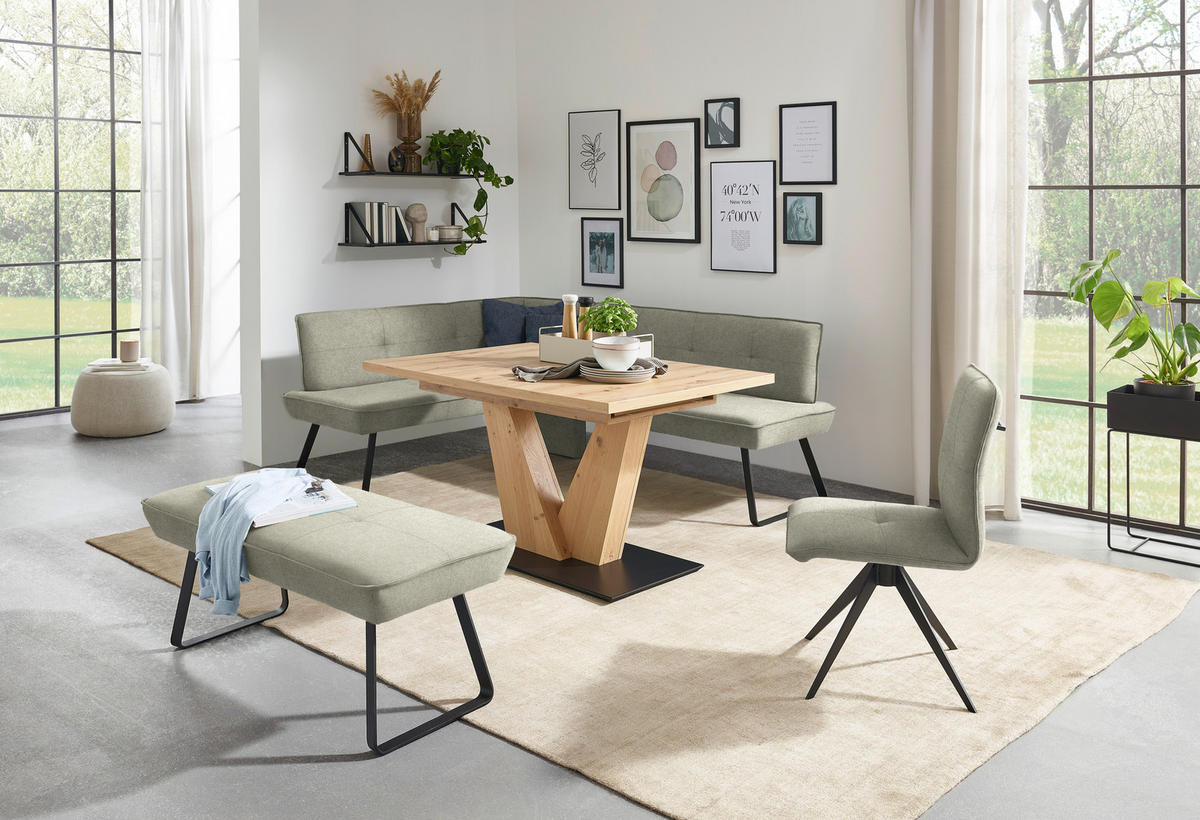 HOCKERBANK 118/50/51 cm   - Sandfarben/Schwarz, Design, Textil/Metall (118/50/51cm) - Dieter Knoll