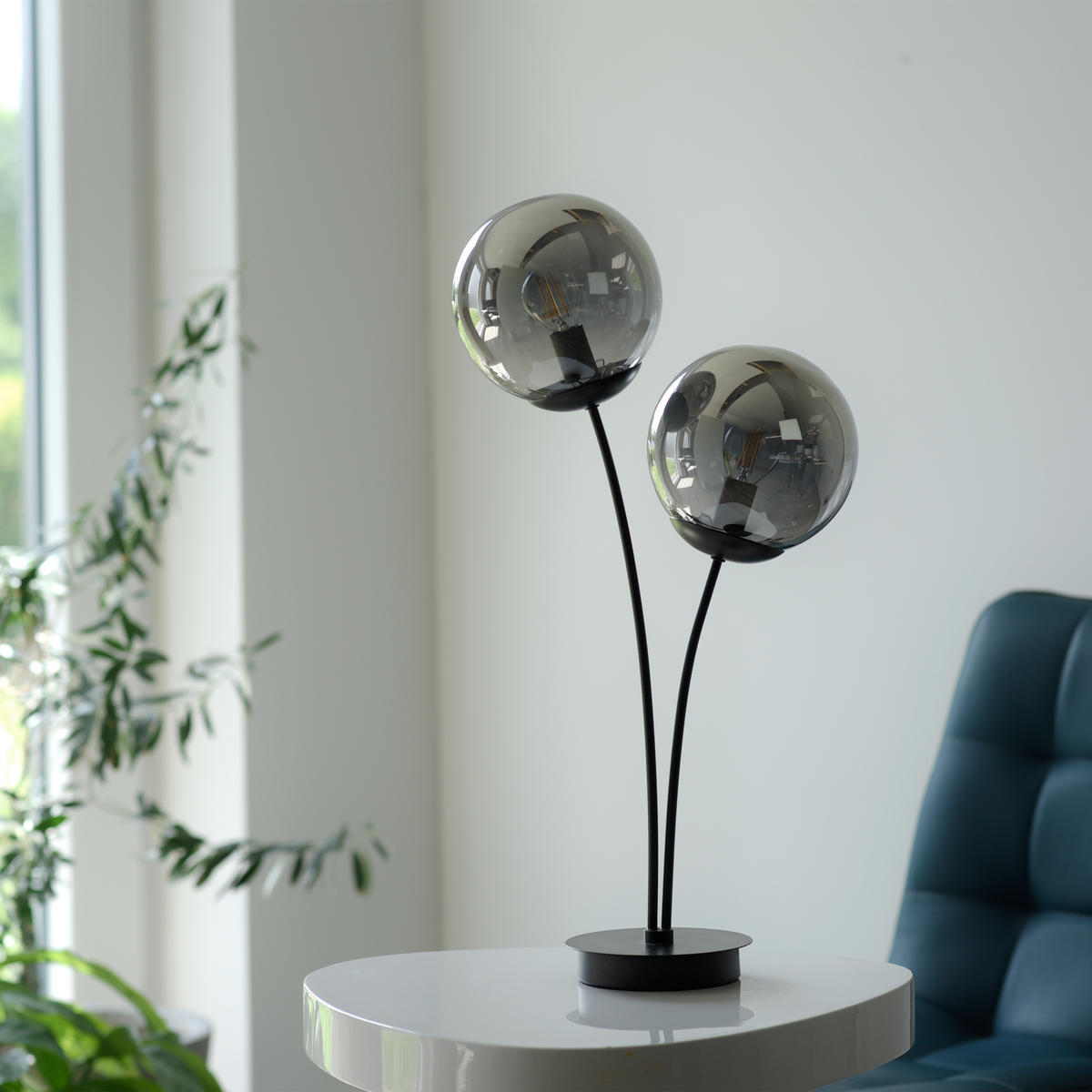 TISCHLEUCHTE 35/20/52 cm   - Schwarz, Basics, Glas/Kunststoff (35/20/52cm)
