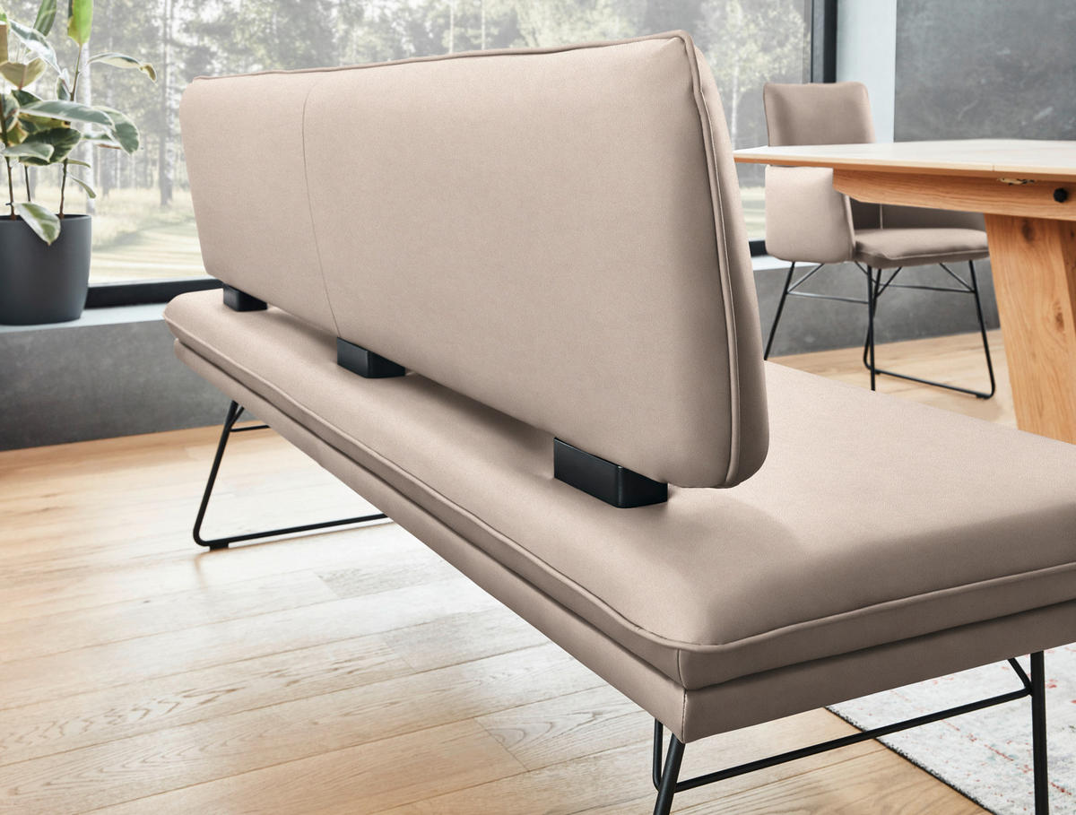 SITZBANK in Metall, Textil Schwarz, Greige  - Greige/Schwarz, Design, Textil/Metall (195/91/65cm) - Dieter Knoll