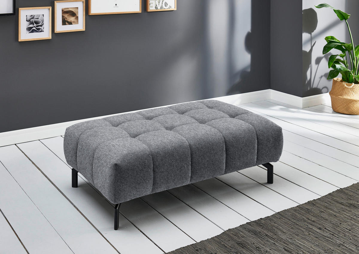 ECKSOFA in Chenille Grau  329/190 cm  - Schwarz/Grau, Design, Textil/Metall (329/190cm) - Beldomo Style