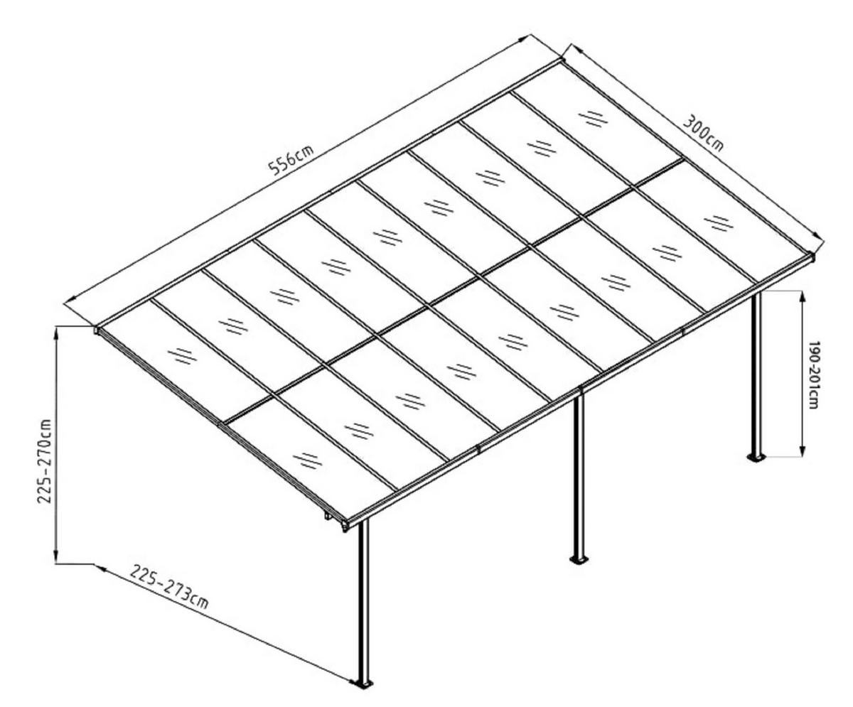 TERRASSENÜBERDACHUNG - Schwarz, Basics, Metall (556/225/300cm) - Ambia Garden