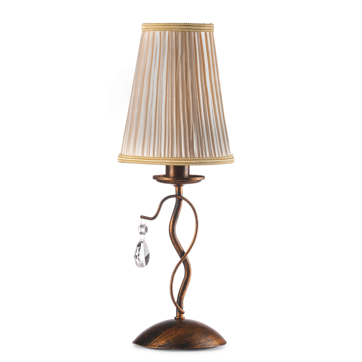 KRISTALL-TISCHLEUCHTE 15/15/42 cm   - Cognac/Cappuccino, KONVENTIONELL, Glas/Kunststoff (15/15/42cm)