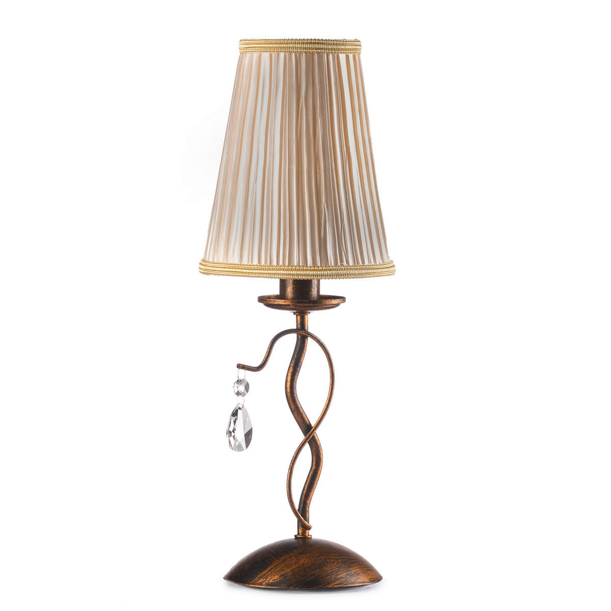 KRISTALL-TISCHLEUCHTE 15/15/42 cm   - Cognac/Cappuccino, KONVENTIONELL, Glas/Kunststoff (15/15/42cm)