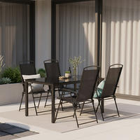 GARTENTISCHGRUPPE   - Anthrazit/Schwarz, Basics, Glas/Textil (140/80/73cm) - Gardenson