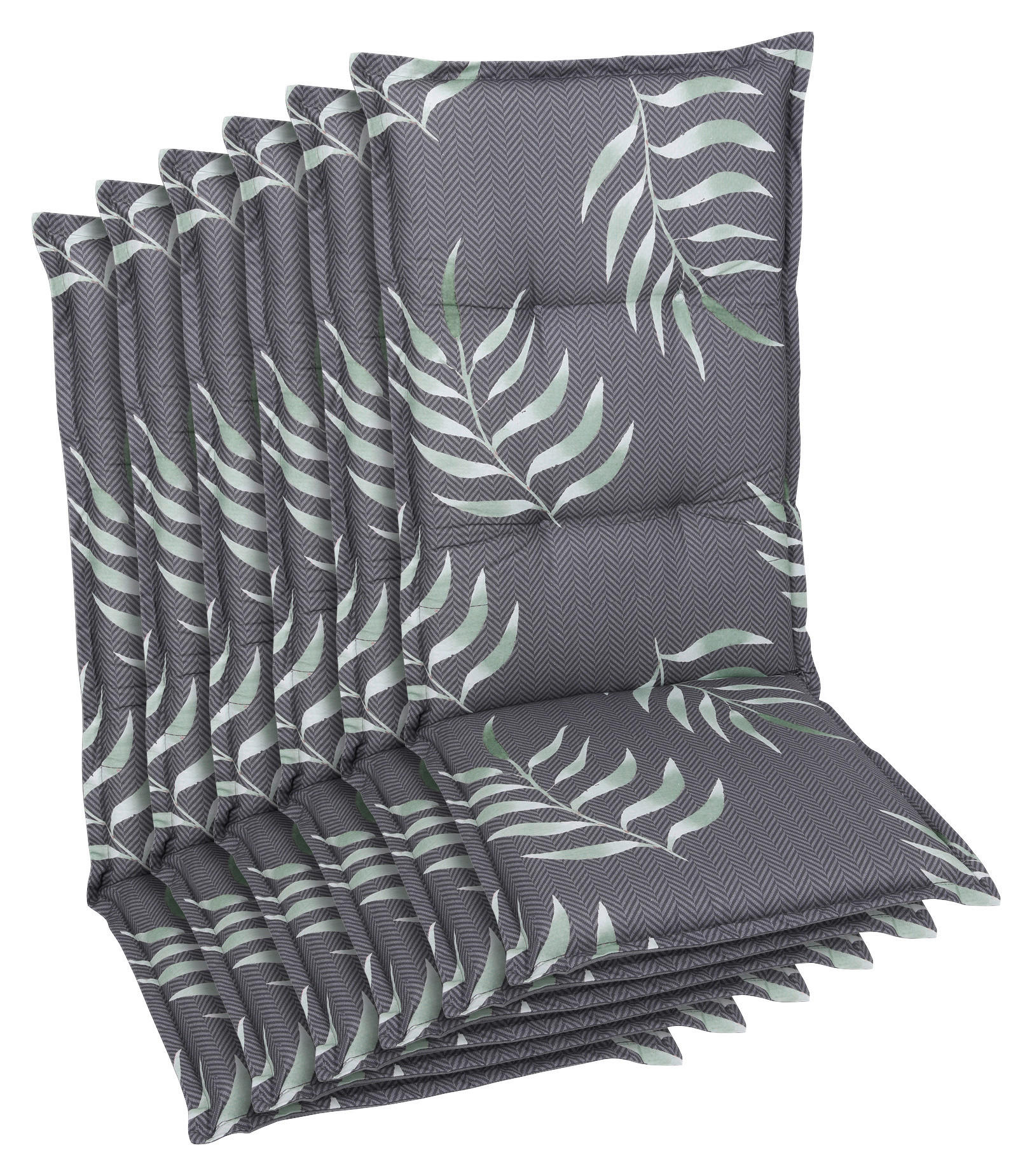 SESSELAUFLAGENSET Blätter  - Anthrazit, Basics, Textil (50/7/120cm)