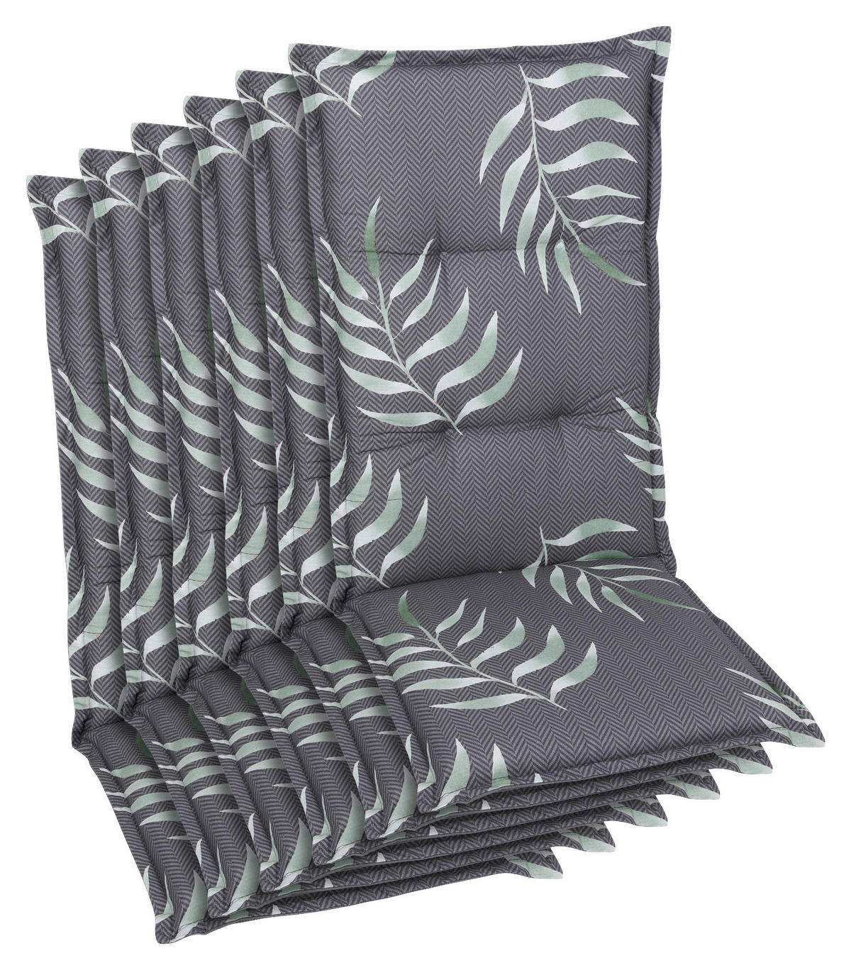 SESSELAUFLAGENSET Blätter  - Anthrazit, Basics, Textil (50/7/120cm)