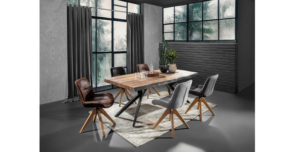 ESSTISCH in Holz, Metall 200/100/76 cm - Schwarz/Akaziefarben, Design, Holz/Metall (200/100/76cm) - Landscape