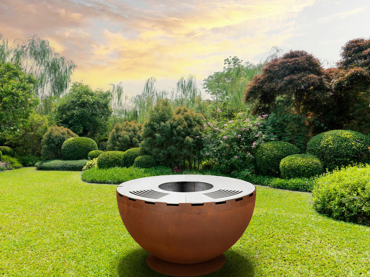 FEUERSCHALE  - Edelstahlfarben/Rostfarben, Design, Metall (60/60/37cm) - Nouvel