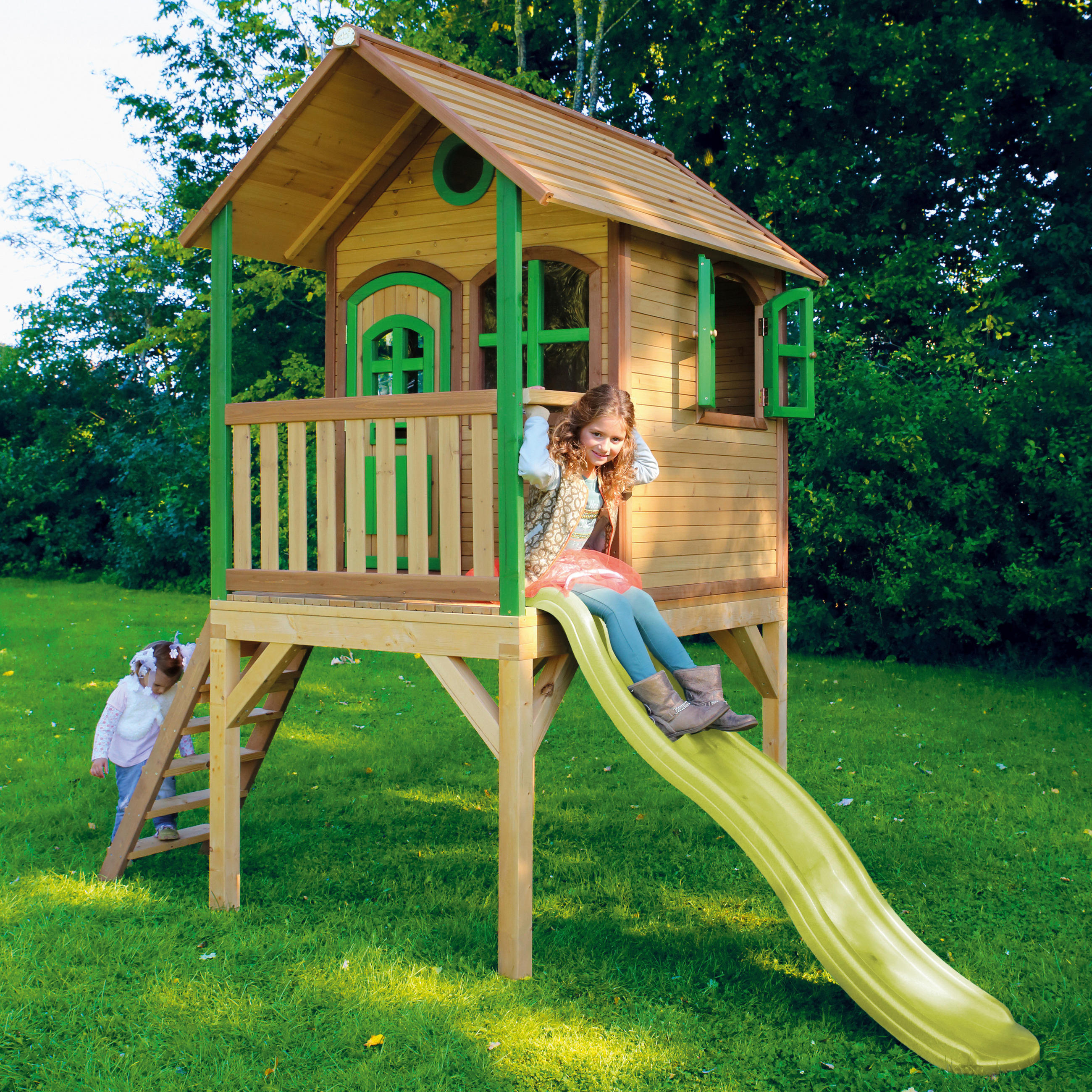 SPIELHAUS  - Braun/Hellgrün, KONVENTIONELL, Holz (318/272/191cm) - Ambia Garden
