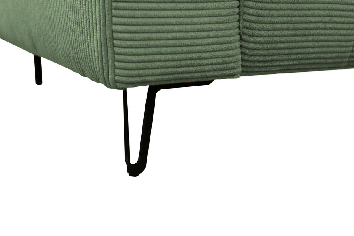 BIGSOFA Cord Salbeigrün  - Salbeigrün/Schwarz, KONVENTIONELL, Textil/Metall (246/100/116cm) - Carryhome
