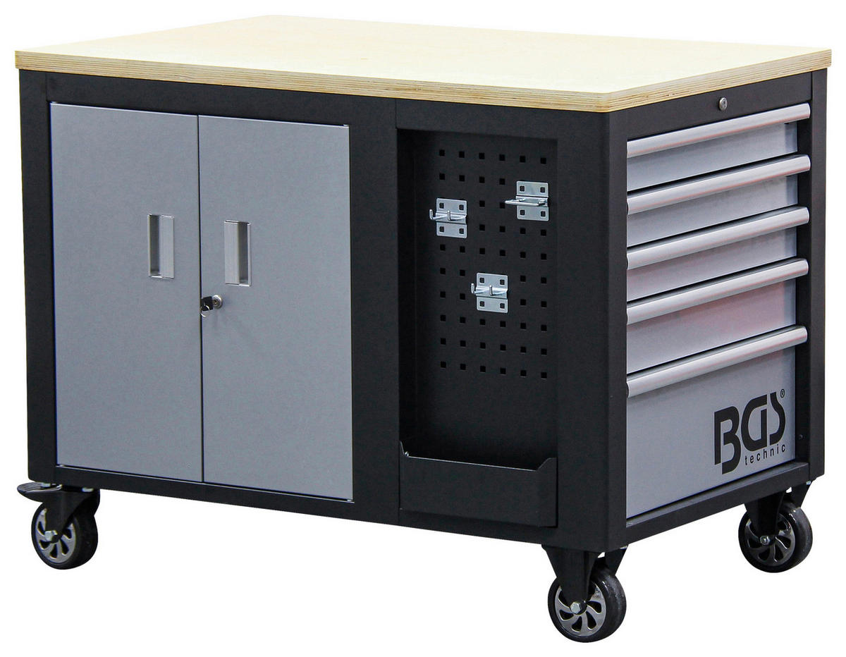WERKSTATTWAGEN 115/88,6/74 cm  - Silberfarben/Schwarz, Basics, Holz/Metall (115/88,6/74cm)