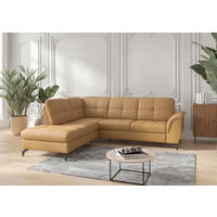 ECKSOFA in Vliesstoff Kombination Echtleder/Stoff Currygelb  212/244 cm  - Currygelb/Schwarz, MODERN, Leder/Textil (212/244cm) - Sit & More