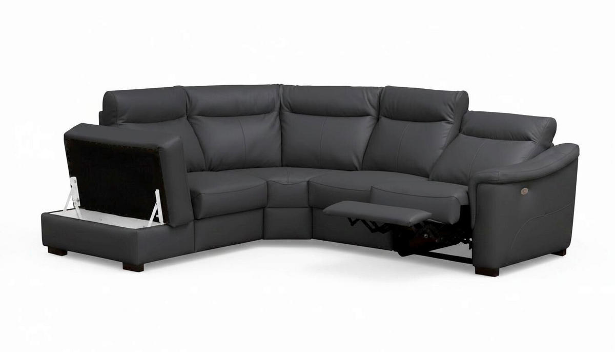 ECKSOFA Lederlook Echtleder Anthrazit  - Wengefarben/Anthrazit, Design, Leder/Holz (229/260cm) - Livetastic