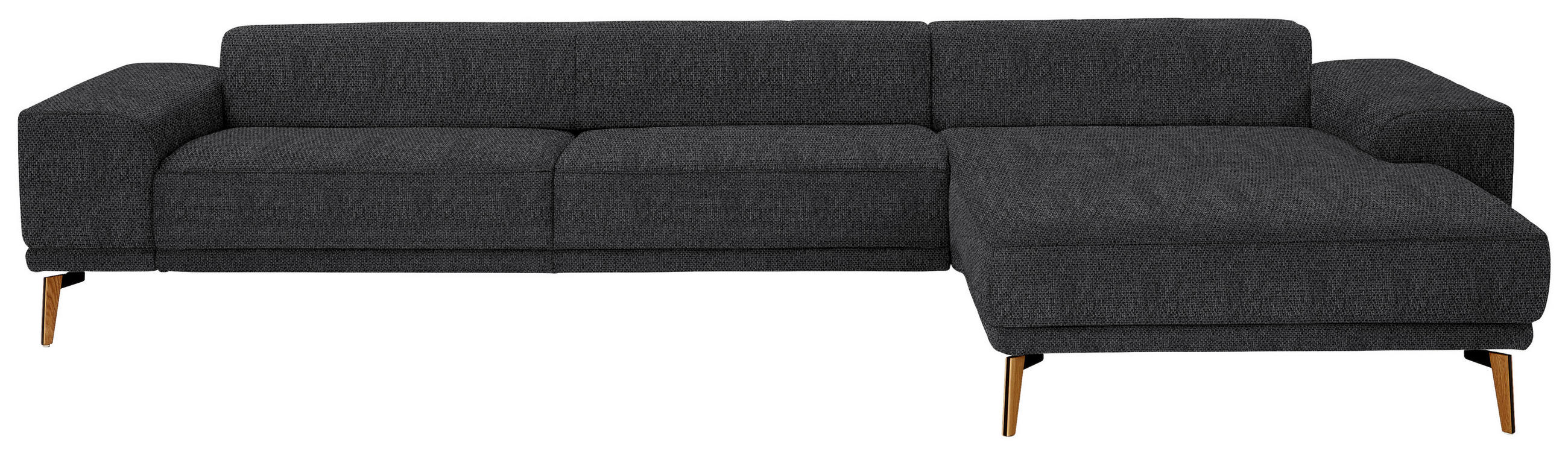 ECKSOFA in Flachgewebe Schwarz  - Wildeiche/Schwarz, Design, Holz/Textil (334/193cm) - Niels Andersson