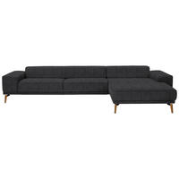 ECKSOFA in Flachgewebe Schwarz  - Wildeiche/Schwarz, Design, Holz/Textil (334/193cm) - Niels Andersson