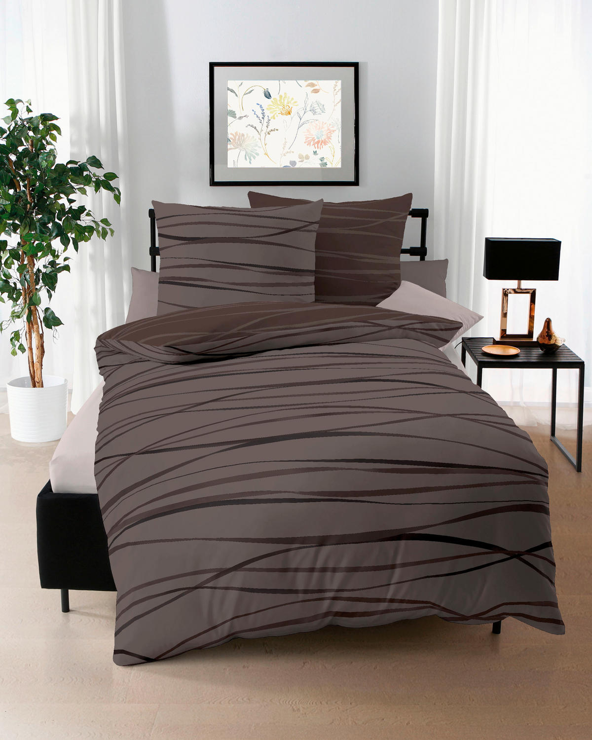 BETTWÄSCHE Motion Makosatin 200/200 cm  - Braun, Design, Textil (200/200cm) - Kaeppel