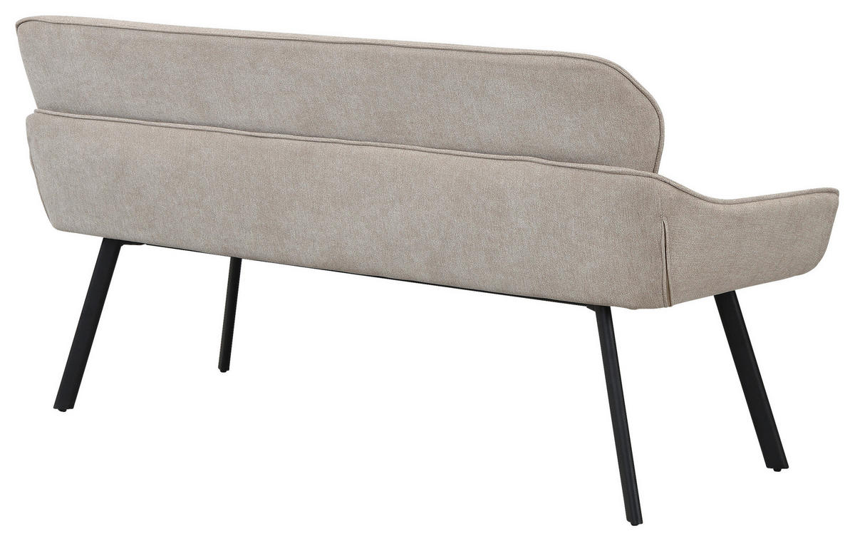 SITZBANK in Metall, Textil Schwarz, Taupe  - Taupe/Schwarz, MODERN, Textil/Metall (160/90/62cm) - MID.YOU