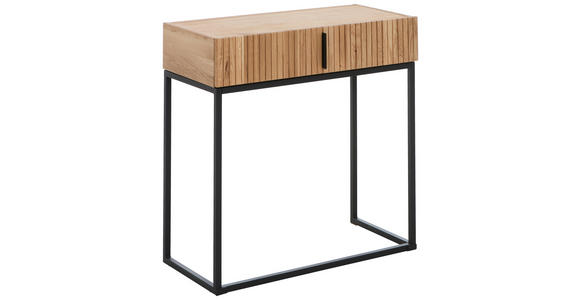 KONSOLENTISCH Eiche massiv Schwarz, Eichefarben  - Eichefarben/Schwarz, Natur, Holz/Metall (80/38/80cm) - Linea Natura