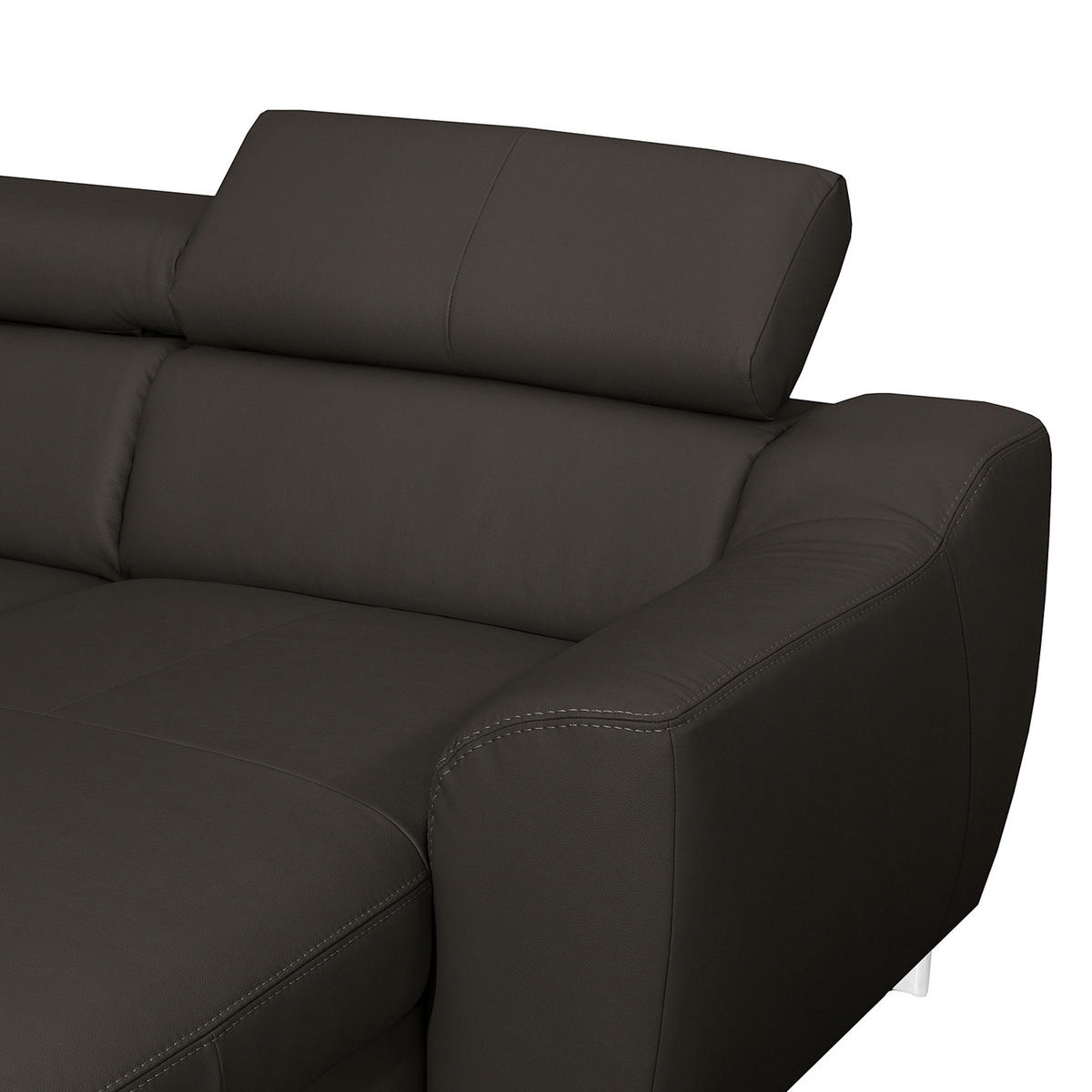 ECKSOFA in Lederlook Echtleder Dunkelbraun  - Chromfarben/Dunkelbraun, Design, Leder/Textil (176/242cm) - Livetastic