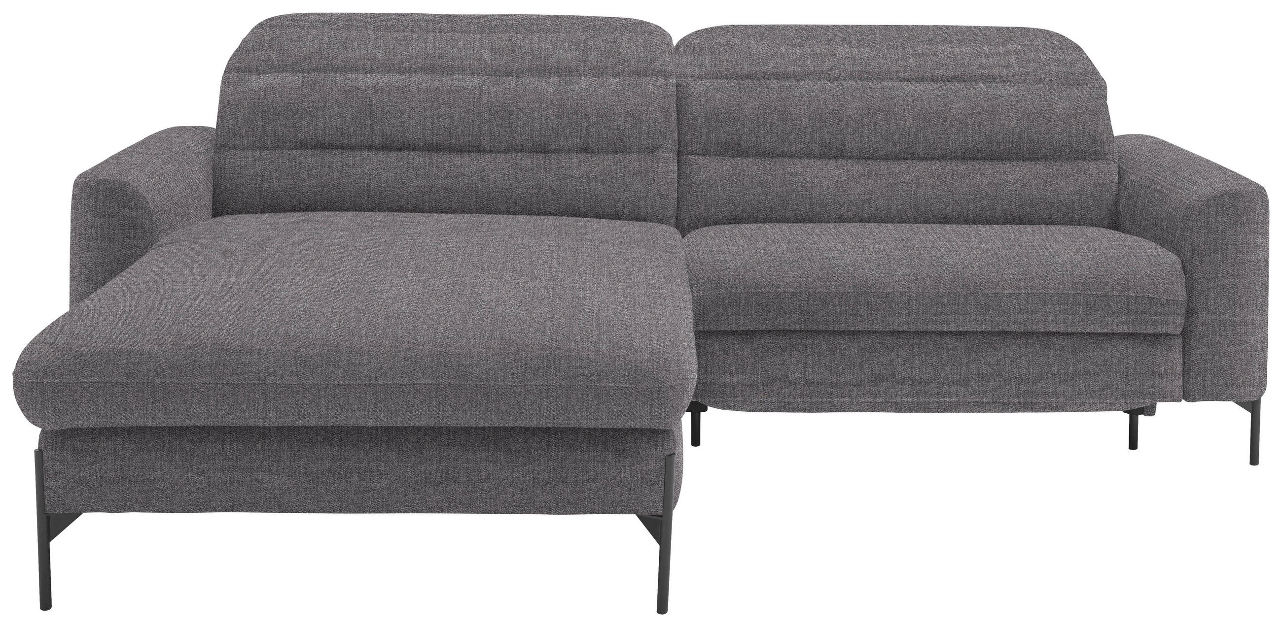 ECKSOFA in Flachgewebe Grau  191/252 cm  - Schwarz/Grau, Design, Textil/Metall (191/252cm) - Dieter Knoll