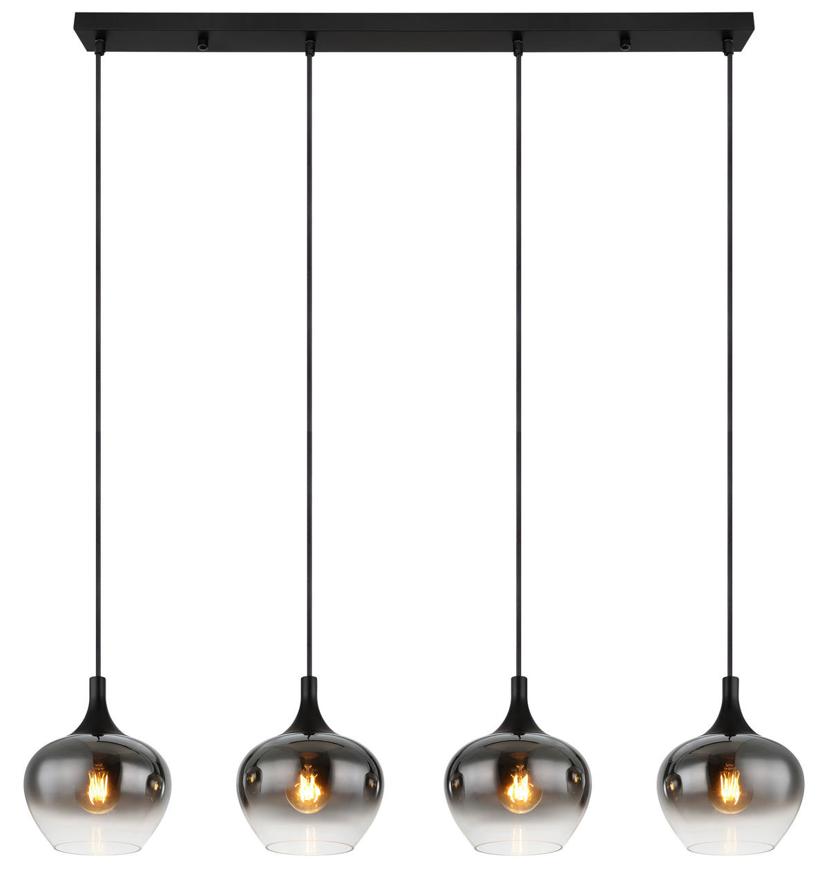 HÄNGELEUCHTE Maxy 100/18/120 cm   - Schwarz, Design, Glas/Metall (100/18/120cm) - Globo