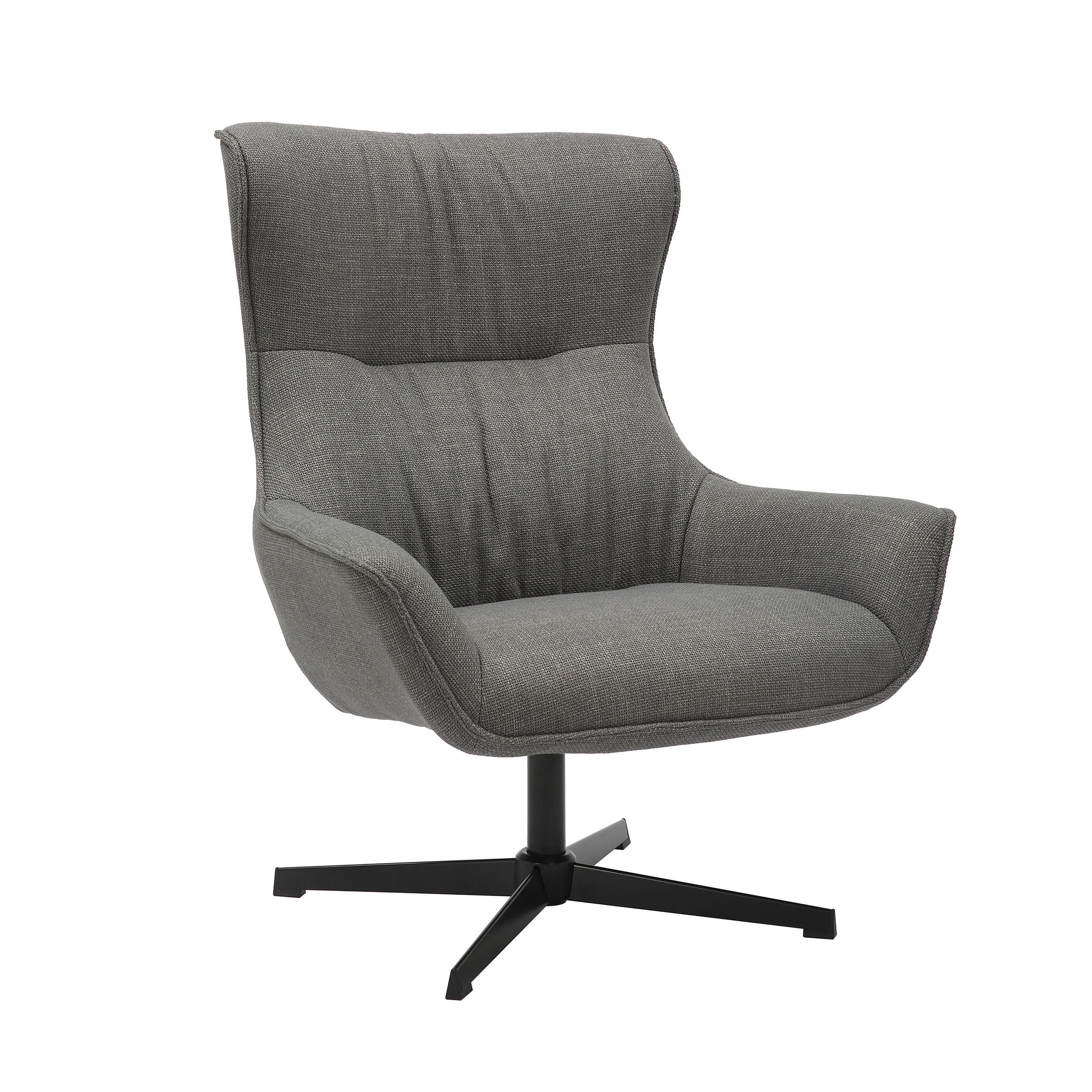 SESSEL in Struktur Grau  - Schwarz/Grau, MODERN, Textil/Metall (85/103/83cm) - Livetastic