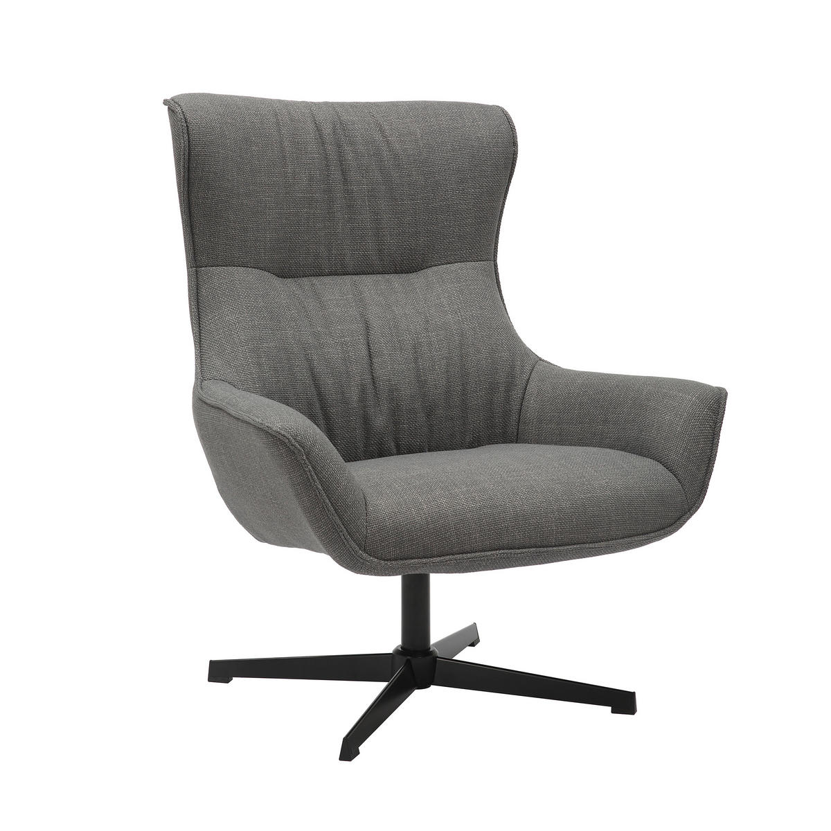 SESSEL in Struktur Grau  - Schwarz/Grau, MODERN, Textil/Metall (85/103/83cm) - Livetastic
