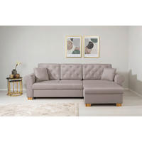 ECKSOFA in Taupe  - Taupe/Buchefarben, Design, Holz/Textil (266/161cm) - MID.YOU