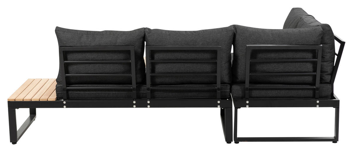 LOUNGEGARNITUR Akazie massiv, Hartholz Aluminium  - Anthrazit/Braun, MODERN, Holz/Textil (178/68/228,5cm) - Gardenson