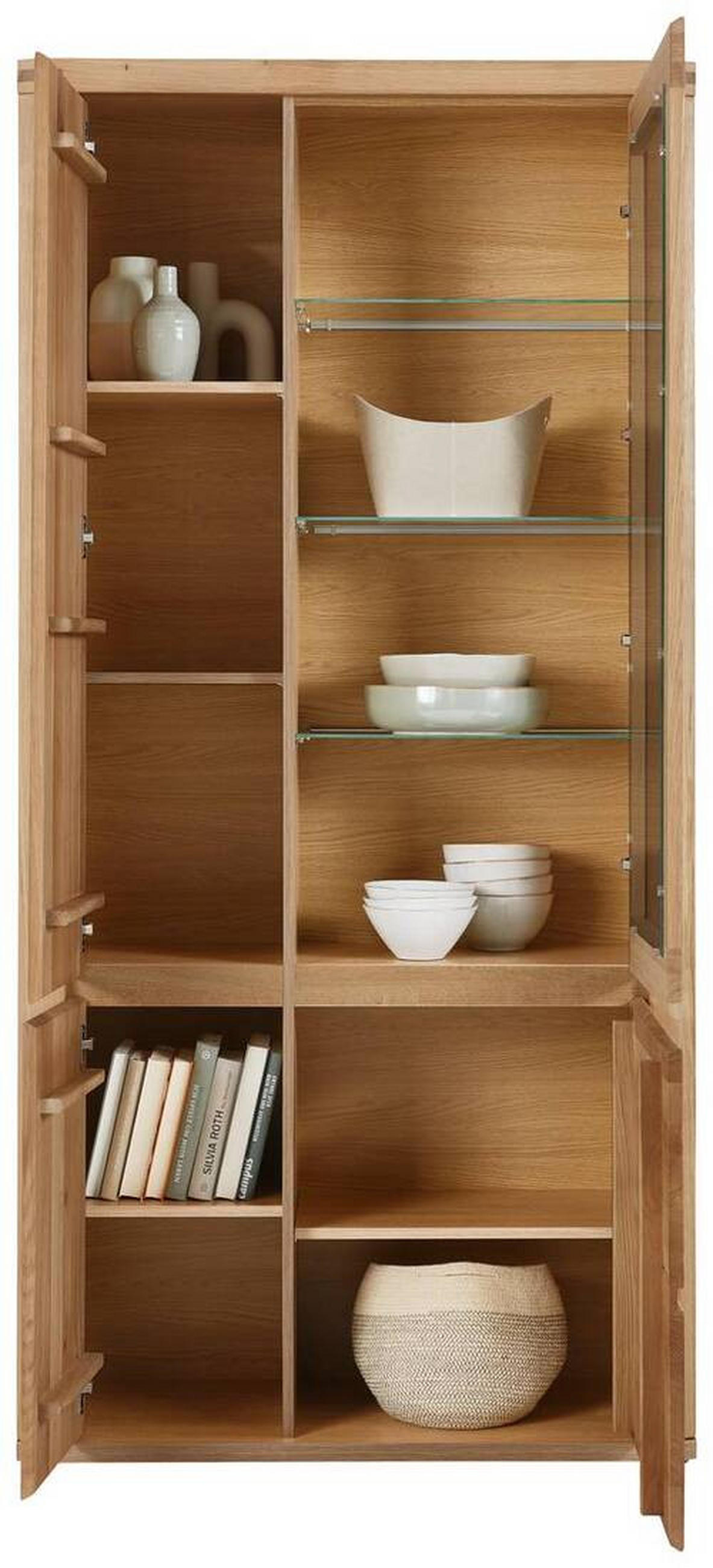 VITRINE Timos Alteiche  98/204/38 cm  - Alteiche/Grau, Konventionell, Glas/Holz (98/204/38cm) - Voleo