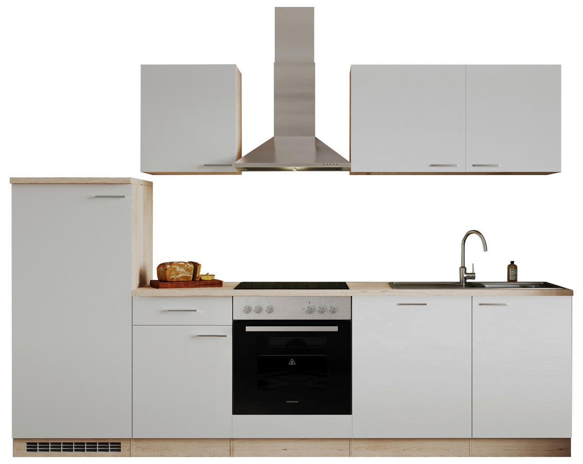 KÜCHENBLOCK 280 cm  in Weiß, Eichefarben  - Eichefarben/Weiß, Basics, Holzwerkstoff (280cm) - Respekta