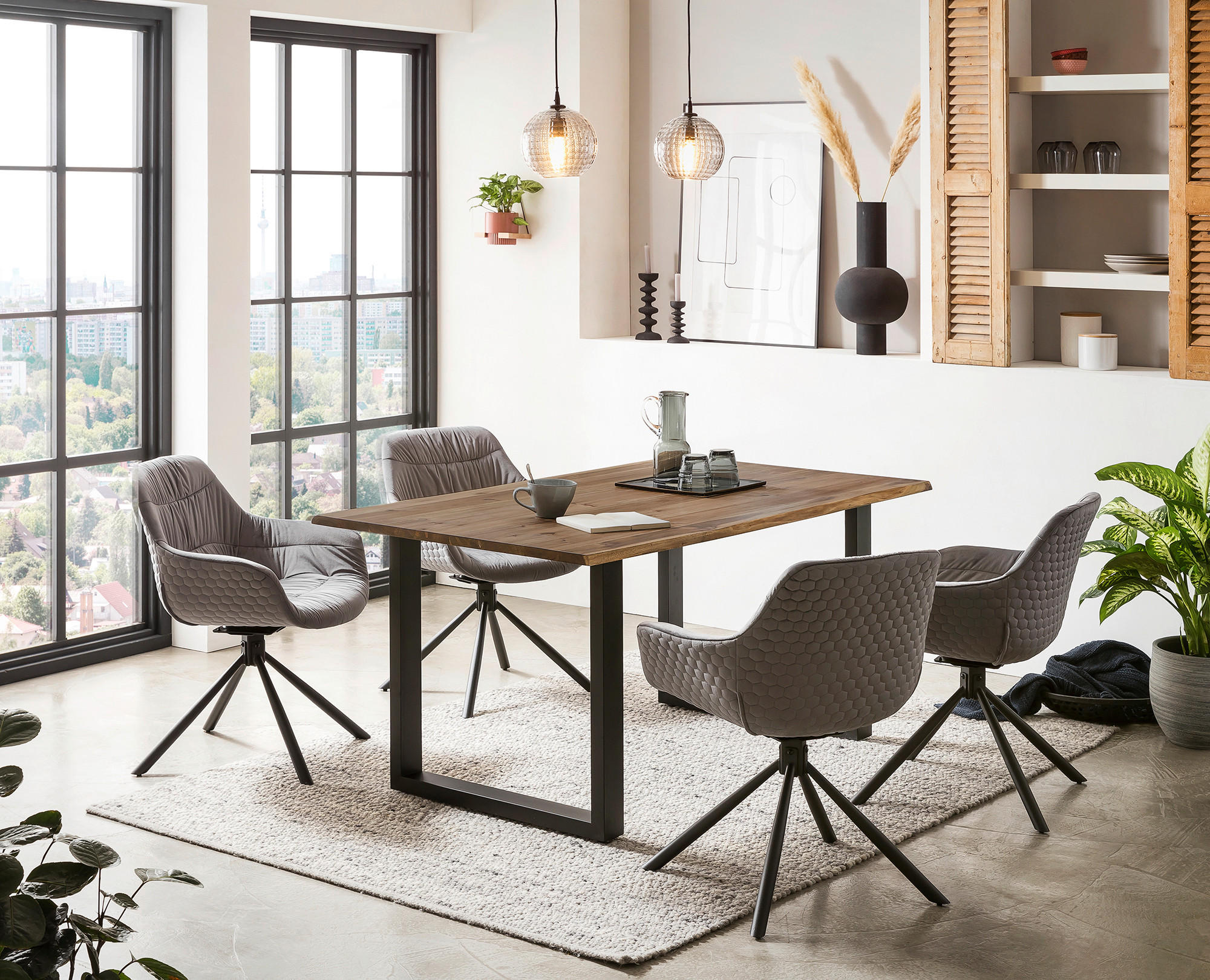 ESSTISCH in Holz 140/80/75 cm  - Walnussfarben/Schwarz, MODERN, Holz/Metall (140/80/75cm) - Livetastic