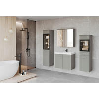 BADEZIMMER 5-teilig  in  - Hellgrau/Weiß, LIFESTYLE, Glas/Keramik (120,4/131,5/30,2cm) - P & B