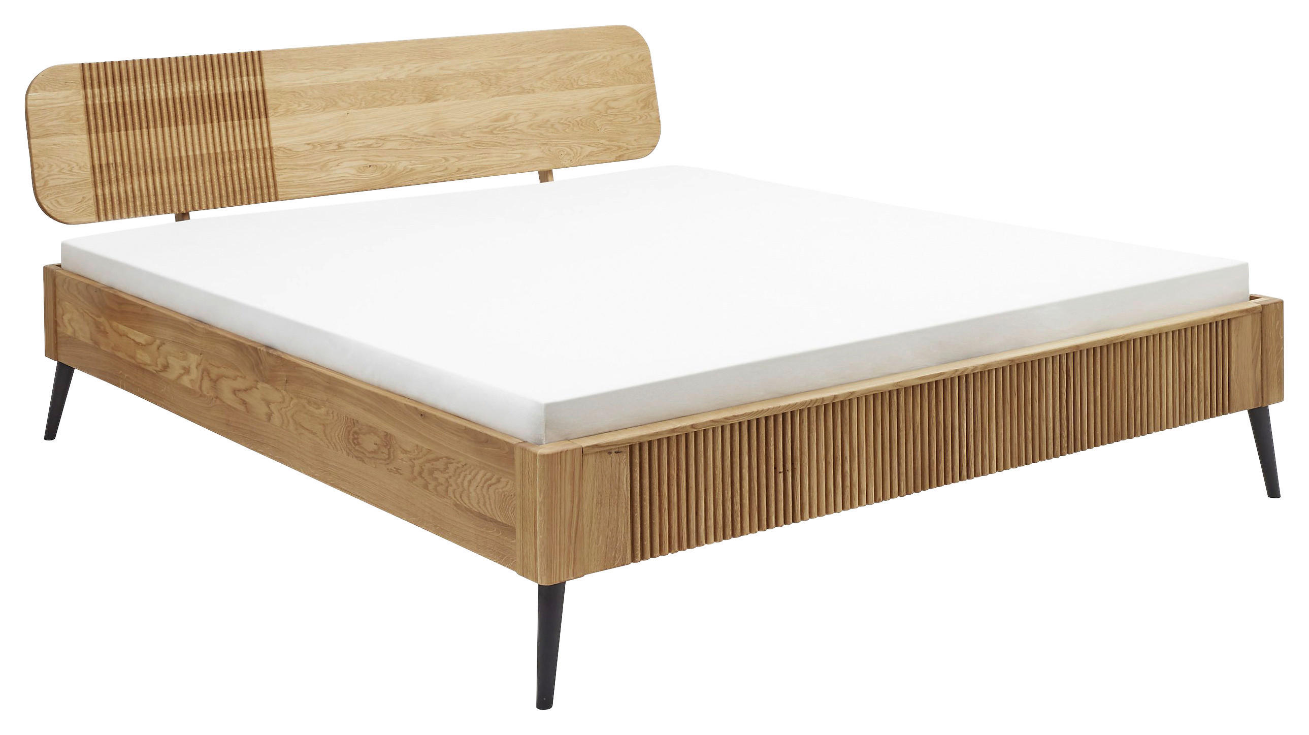 BETT 180/200 cm,  in Wildeiche  - Wildeiche/Schwarz, Natur, Holz (180/200cm) - Linea Natura