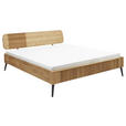BETT 140/200 cm,  in Wildeiche  - Wildeiche/Schwarz, Natur, Holz (140/200cm) - Linea Natura