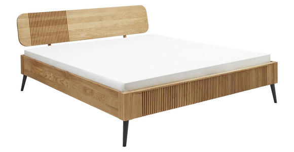 BETT 140/200 cm,  in Wildeiche  - Wildeiche/Schwarz, Natur, Holz (140/200cm) - Linea Natura