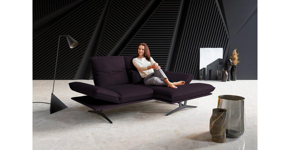 ECKSOFA in Echtleder Violett  - Violett/Schwarz, Design, Leder/Metall (210/130cm) - Dieter Knoll