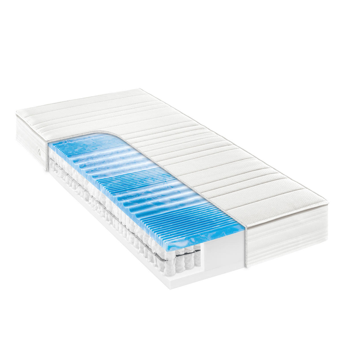 GEL-TASCHENFEDERKERNMATRATZE 140/200 cm, Höhe ca.: 20 cm, H2 = mittel, 7-Zonen - Weiß, Basics, Textil (140/200cm) - Sleeptex