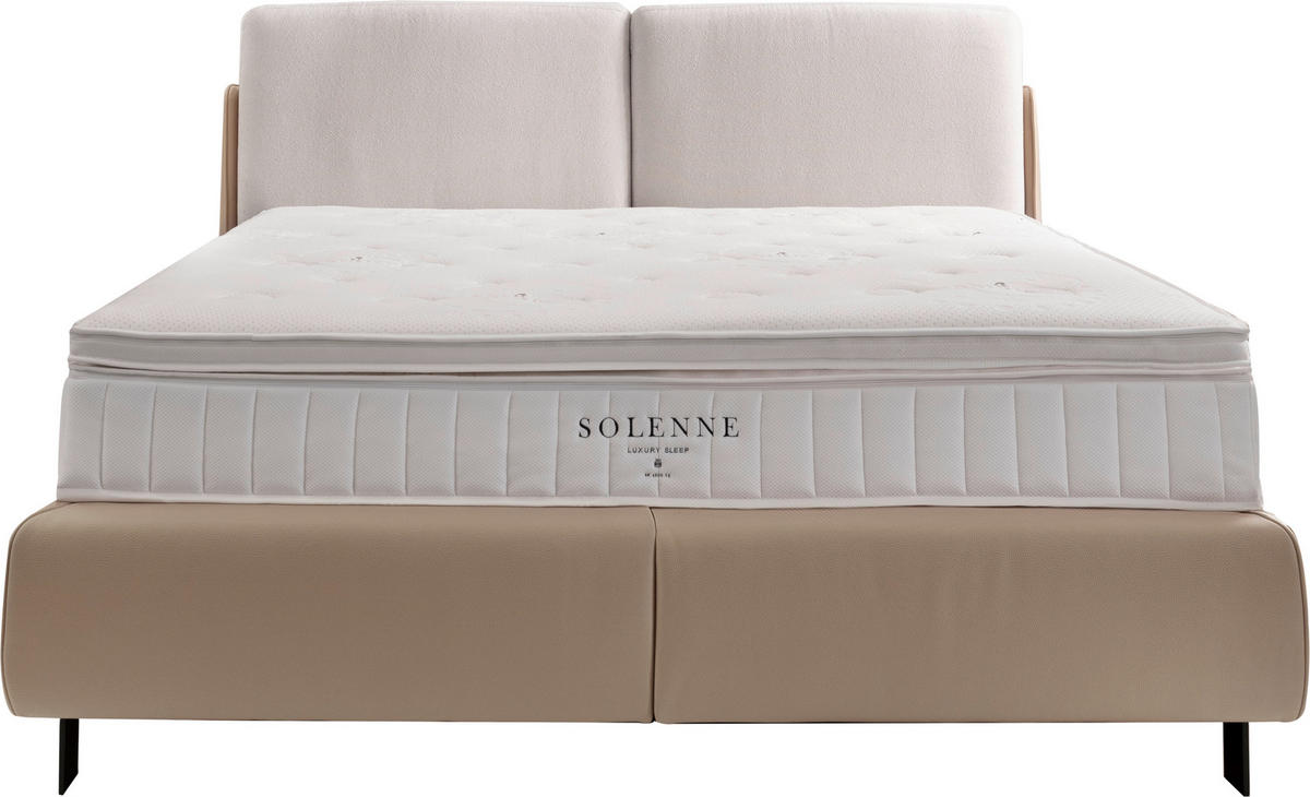 BOXSPRINGBETT 180/200 cm  in Hellgrau, Greige  - Greige/Hellgrau, Design, Textil/Metall (180/200cm) - Johann Jakob