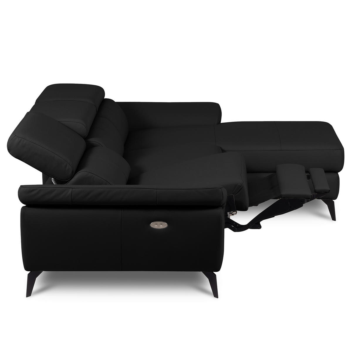 ECKSOFA  in Lederlook Echtleder Schwarz  252/179 cm  - Schwarz, Design, Leder/Textil (252/179cm) - Livetastic